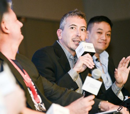 Michele Ruberl speaking on a panel